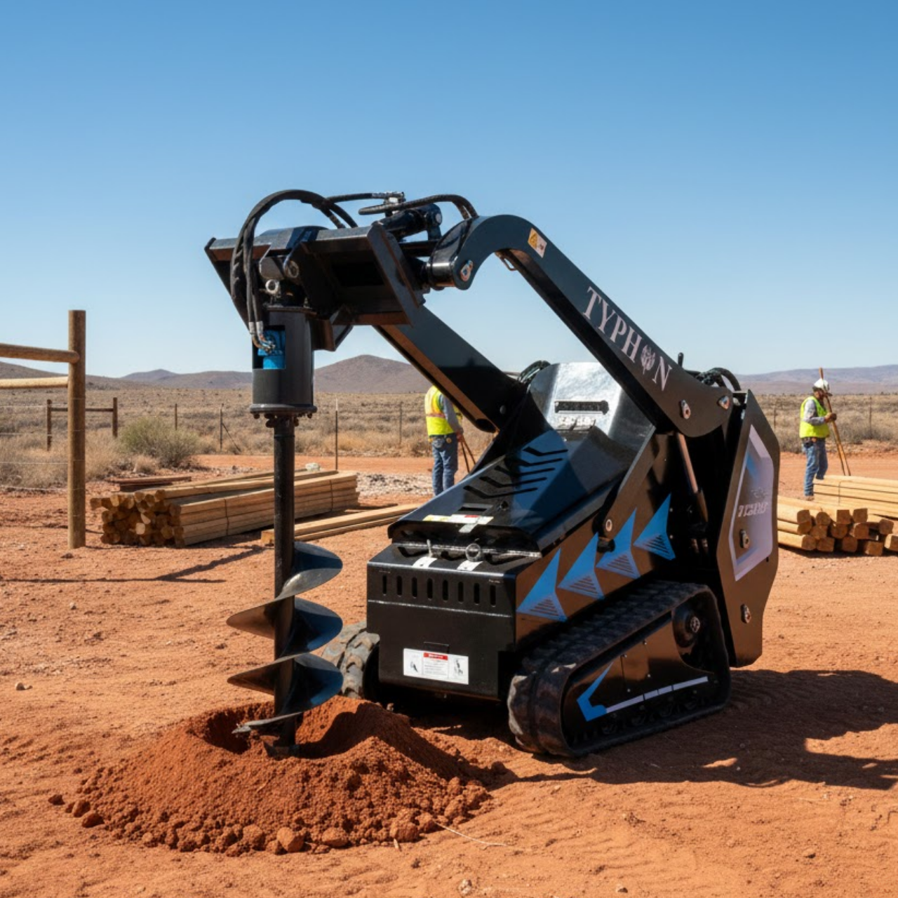 Hydraulic Earth Auger Attachment 200mm for Mini Skid Steer – TYPHON STOMP X1300 & STOMP 509 - New Excavator For Sale