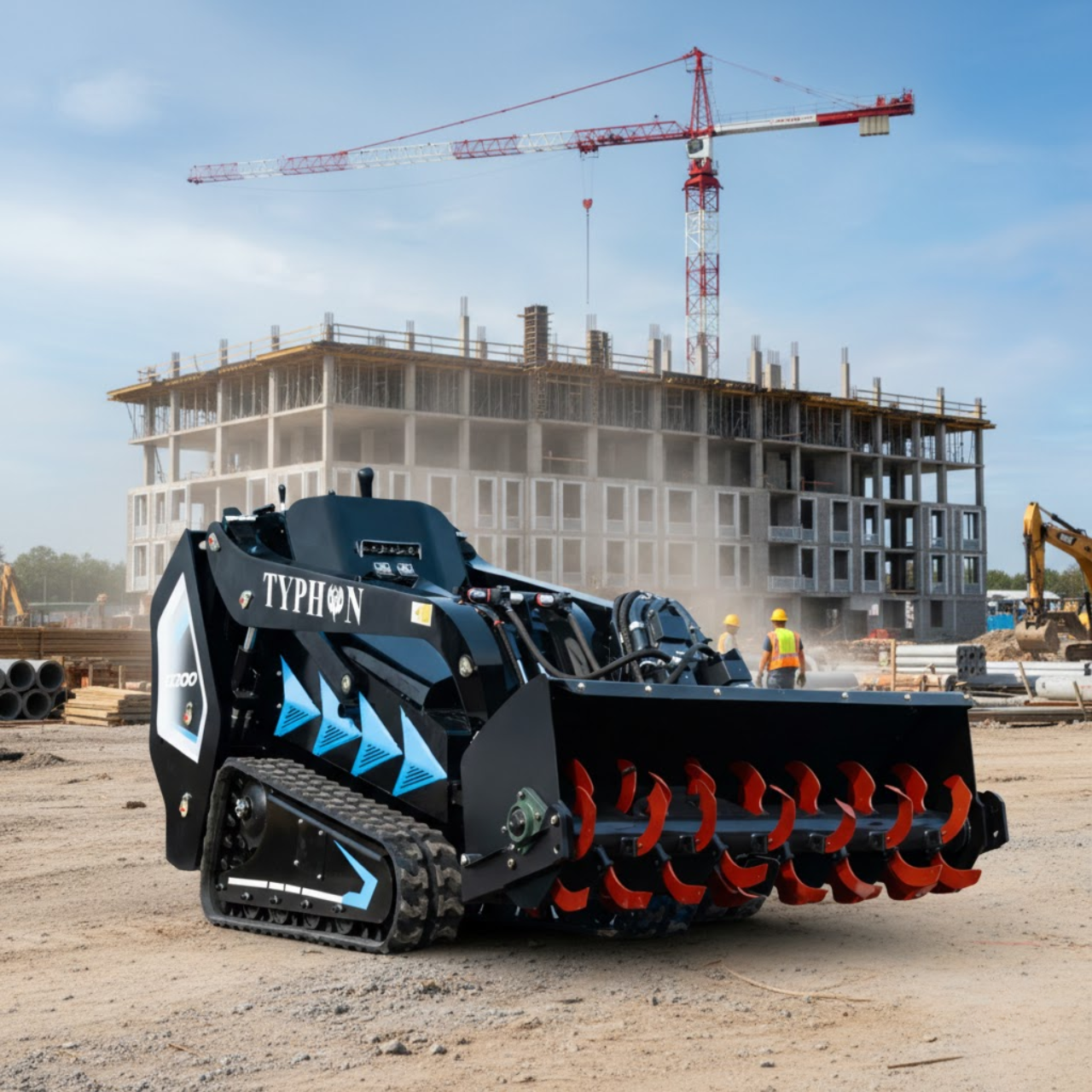 Hydraulic Rotary Tiller Attachment for Mini Skid Steer Fits TYPHON STOMP X1300 & 509 - New Excavator For Sale