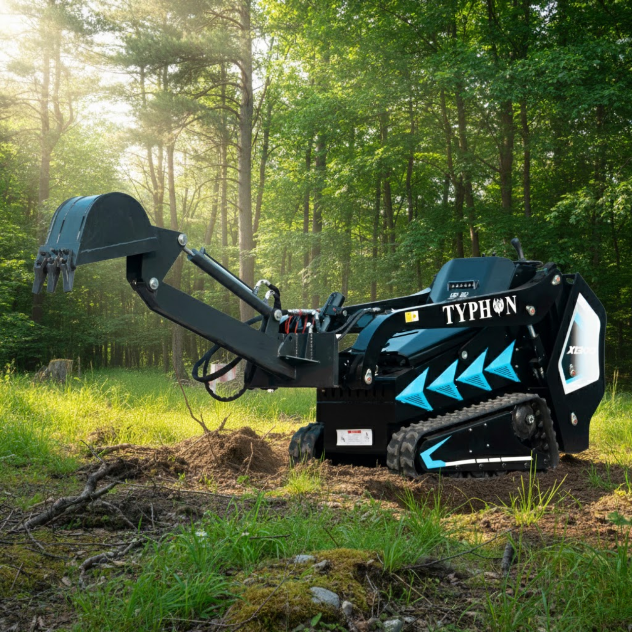 Hydraulic Backhoe Digger Attachment for Mini Skid Steer TYPHON STOMP X1300 & 509 - New Excavator For Sale