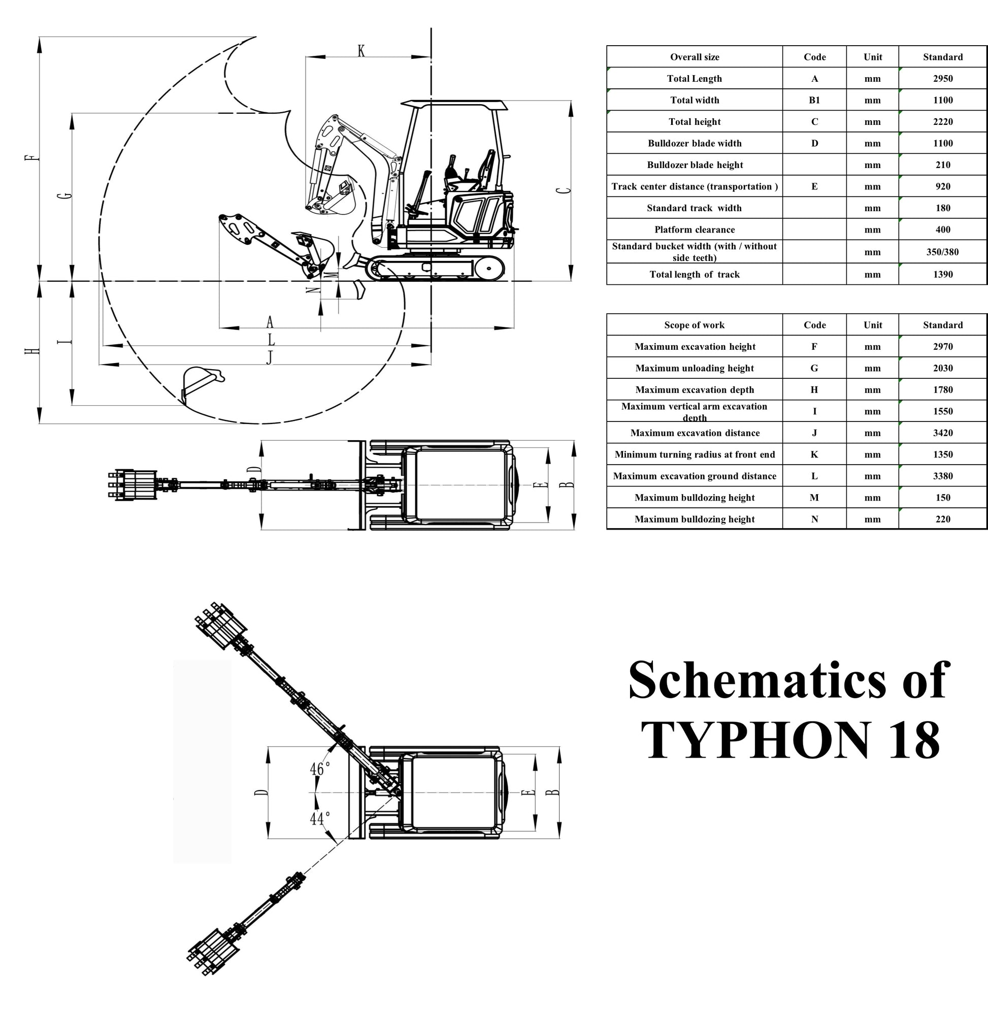 TYPHON 18 FLEX 1.8 Ton Mini Excavator USA - New Excavator For Sale