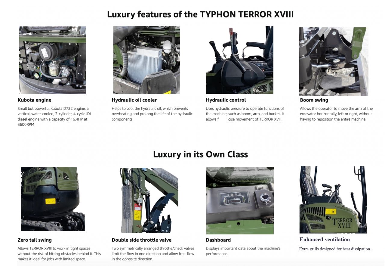 4,000 lb TYPHON TERROR XVIII Mini Excavator