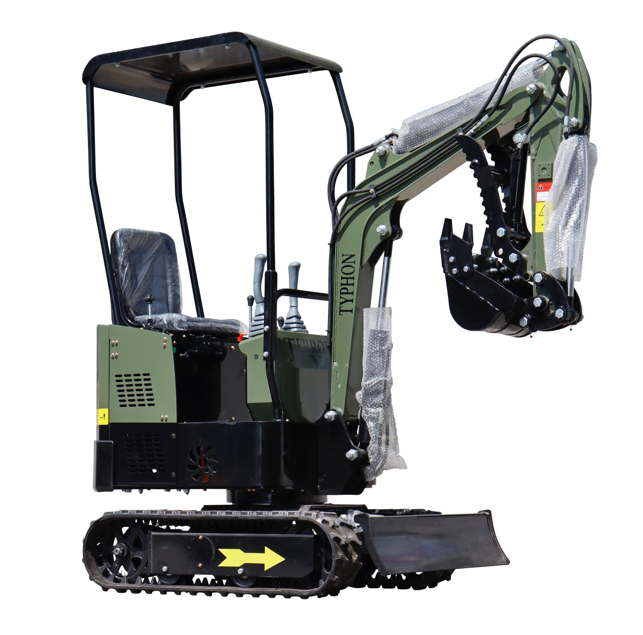 TYPHON TERROR X STORM Mini Excavator – 1 Ton Trench Digger with Canopy, Hydraulic Thumb Clip, Bucket USA