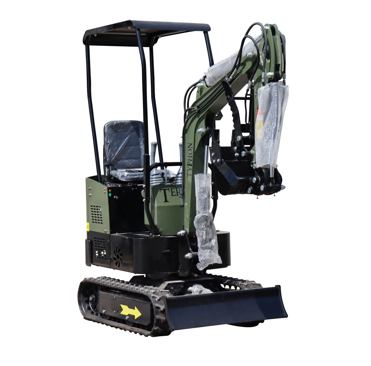 TYPHON TERROR X STORM Mini Excavator – 1 Ton Trench Digger with Canopy, Hydraulic Thumb Clip, Bucket USA