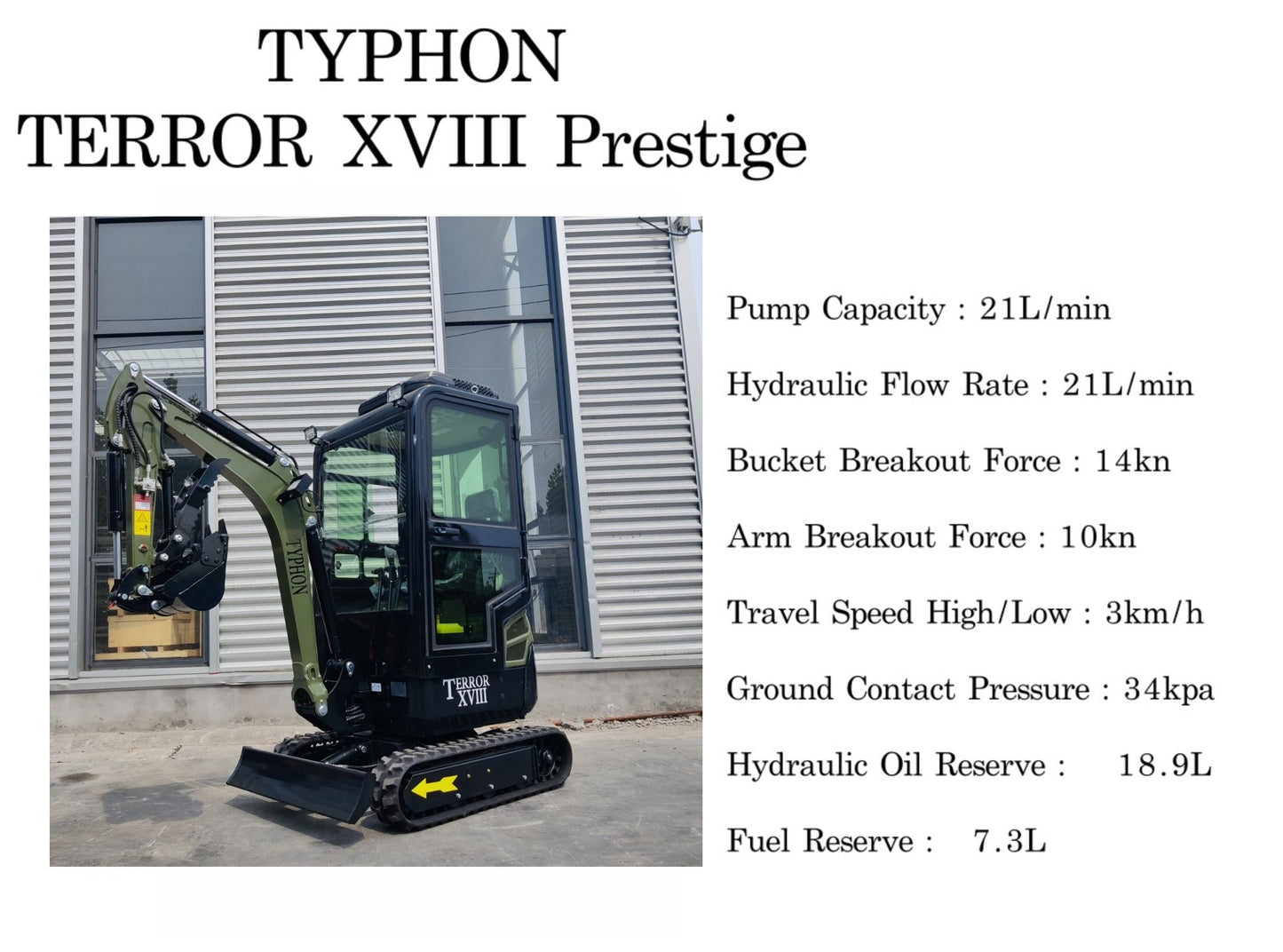 TYPHON TERROR XVIII Prestige 2 Ton Mini Excavator KUBOTA Diesel Engine USA