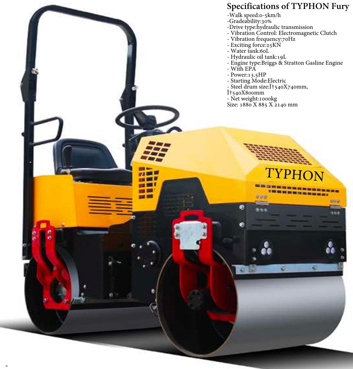 TYPHON FURY 1 Ton Vibratory Compactor Asphalt Roller - New Excavator For Sale