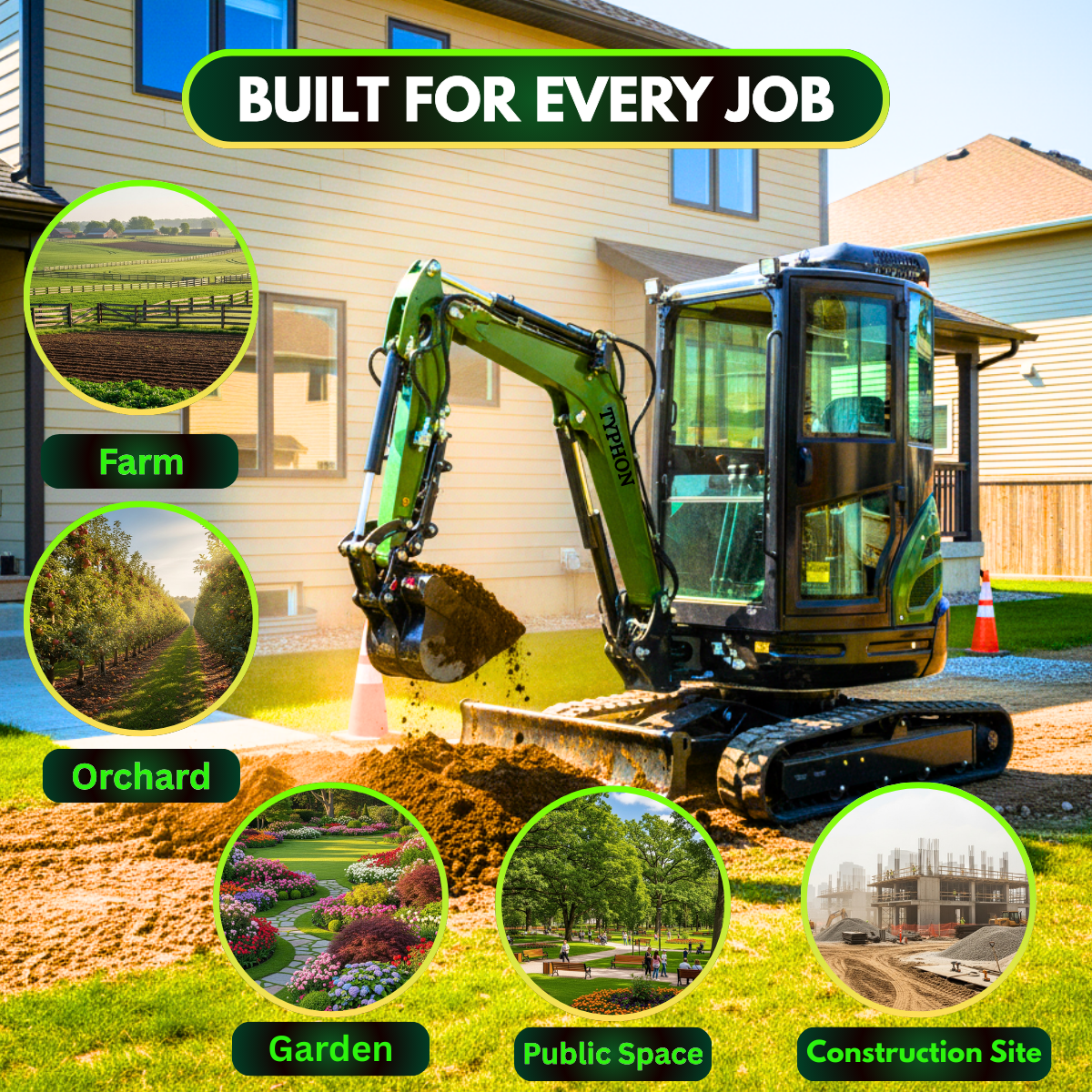 TYPHON TERROR XXV Prestige Mini Excavator 2.7Ton, Kubota D1105 25.1 HP, Comfortable Cabin with AC & Heater, Retractable Track, Boom Swing