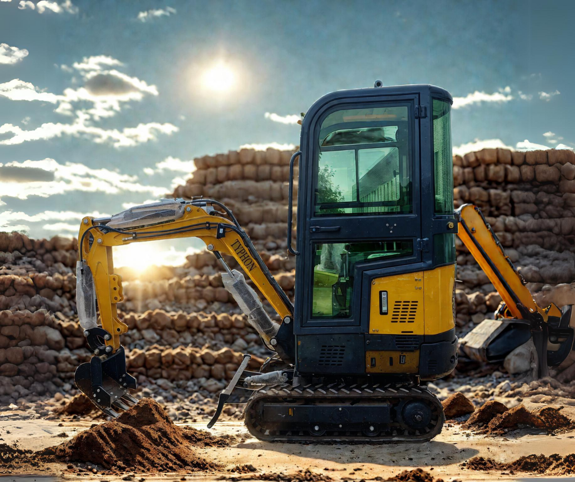TYPHON Terror X Mini Excavator – 2,500lb Trench Digger with Cabin, 380mm Wide Bucket