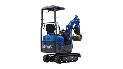 TYPHON TERROR XI STORM Mini Excavator – 1.1 Ton Trench Digger with Boom Swing, Hydraulic Thumb Clip, Bucket