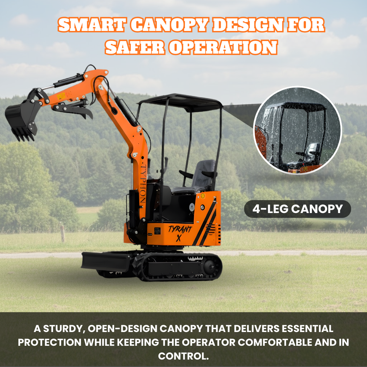 TYPHON TYRANT X 1-Ton Mini Excavator 13.5HP Briggs & Stratton Engine, Hydraulic Thumb Clip, Dozer Blade, 360° Body Swing - New Excavator For Sale