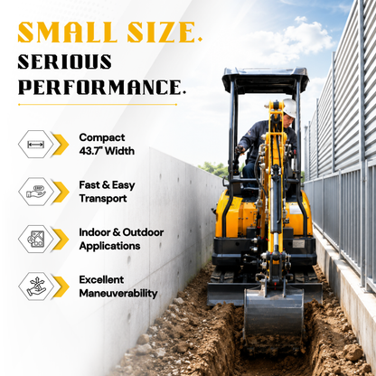 TYPHON TERROR XVII Pro Mini Excavator 14 kN Digging Force Dual Auxiliary Circuits EPA-Certified Kubota D902 Engine