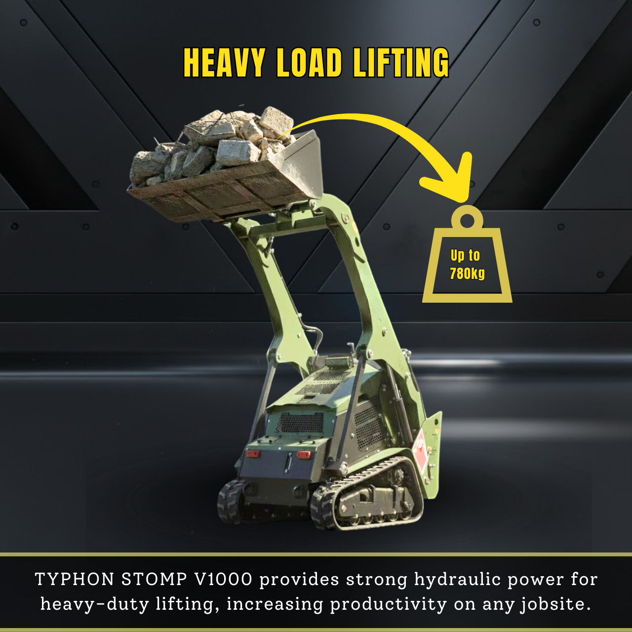 TYPHON Stomp V1000 Skid steer Loader24HP Kubota D1105 water-cooled Diesel Pilot control LED