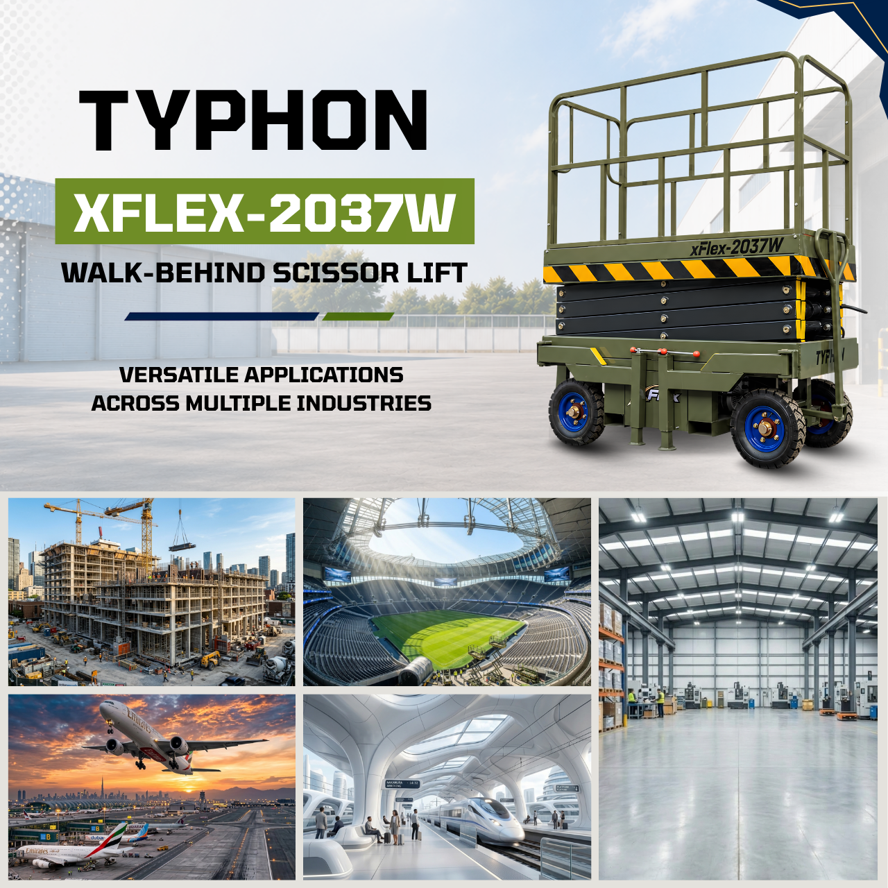 TYPHON xFlex-2037W Walk-Behind Scissor Lift  20 ft, load capacity 1102 lb, 110V Electric