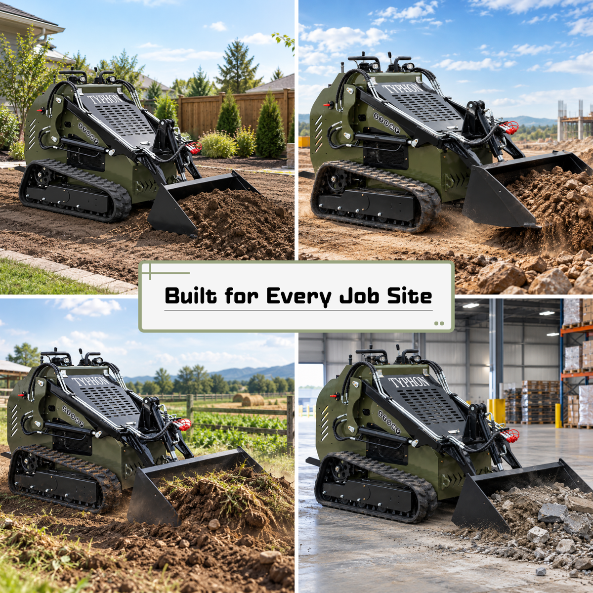 TYPHON STOMP 502 PRO Mini Skid Steer Loader - 22.1 HP Honda GX690, High-Flow Hydraulics, 992 lb Max Lift, Triangle Tracks - New Excavator For Sale