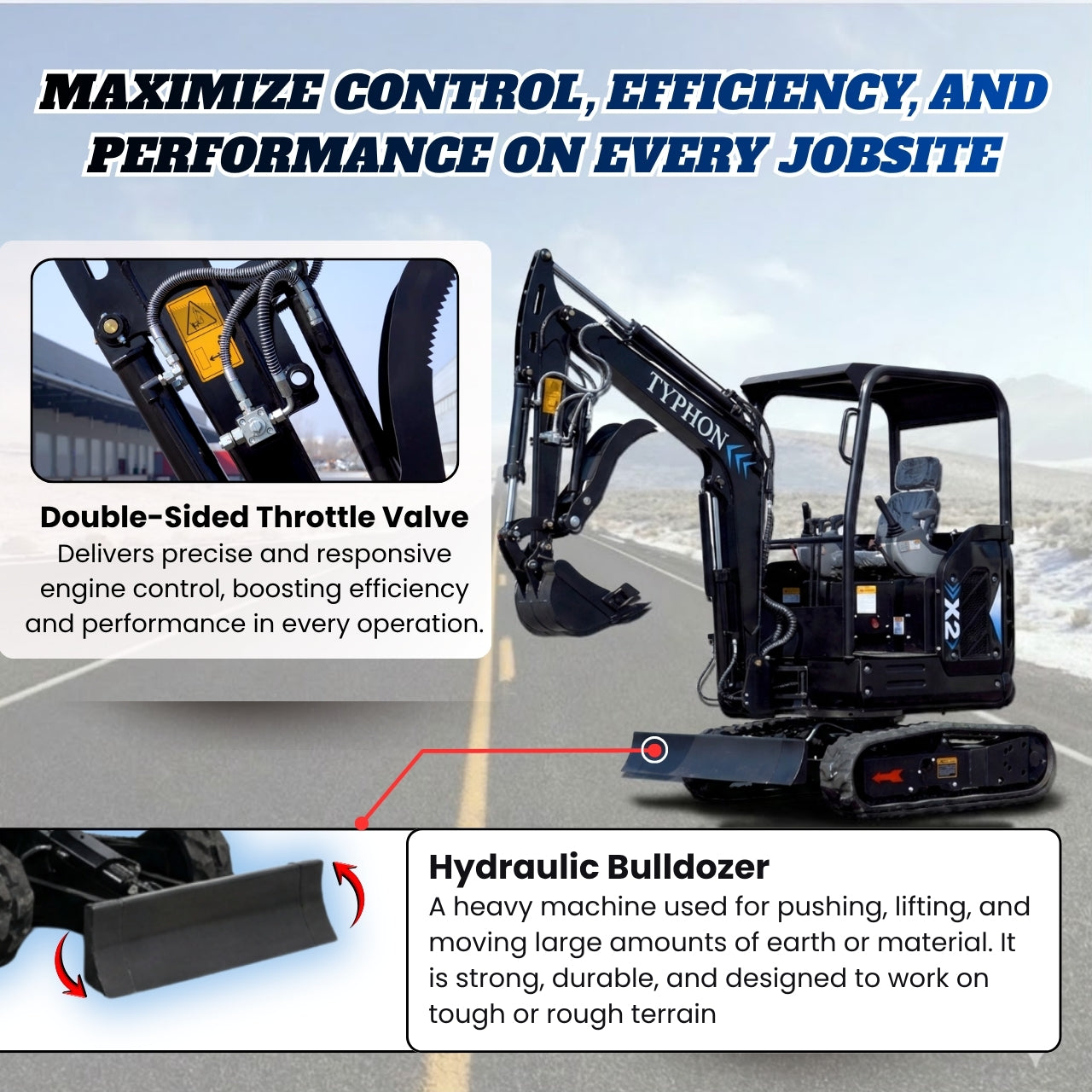 TYPHON TERROR X2 MAX 2.5Ton Mini Excavator&nbsp; Yanmar Engine, Hydraulic Oil-Cooled, Boom Swing, Retractable Tracks - New Excavator For Sale