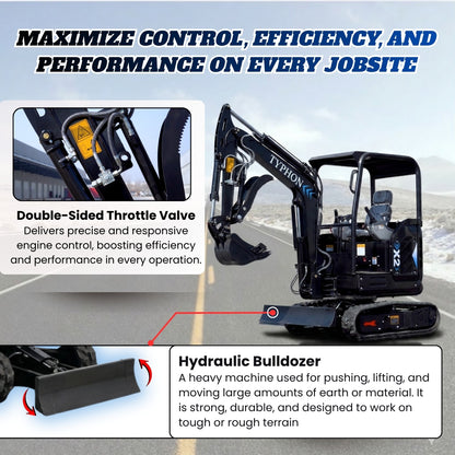 TYPHON TERROR X2 MAX 2.5Ton Mini Excavator&nbsp; Yanmar Engine, Hydraulic Oil-Cooled, Boom Swing, Retractable Tracks - New Excavator For Sale