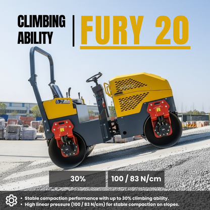 Fury 20 Mini Road Roller Hydraulic Two Wheel Drive, Front Wheel Vibration System, 23 hp B&S Engine USA