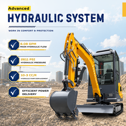 TYPHON TERROR XVII PRO Prestige Edition 4000 lb Mini Excavator Kubota D902 Diesel Engine Boom Swing Retractable Tracks  AC & Heater Hydraulic Thumb