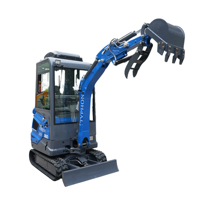 TYPHON TERROR XVII PRO Cabin Mini Excavator  Kubota D902 Diesel Retractable Tracks  Boom Swing AC & Heater