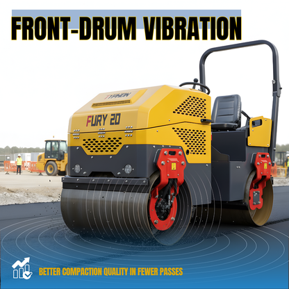 Fury 20 Mini Road Roller Hydraulic Two Wheel Drive, Front Wheel Vibration System, 23 hp B&S Engine USA