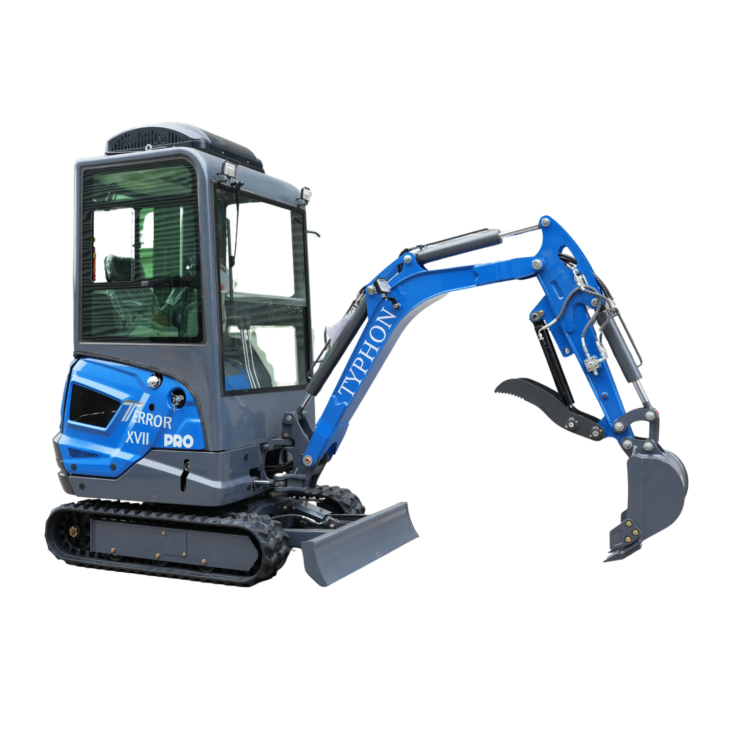 TYPHON TERROR XVII PRO Cabin Mini Excavator  Kubota D902 Diesel Retractable Tracks  Boom Swing AC & Heater