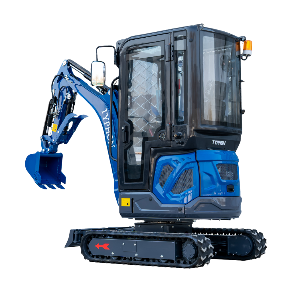 TYPHON TERROR XIX Prestige, 20.4 HP Kubota D902 4200lbs Mini Excavator with Boom Swing, Retractable Tracks, and Heater Cabin
