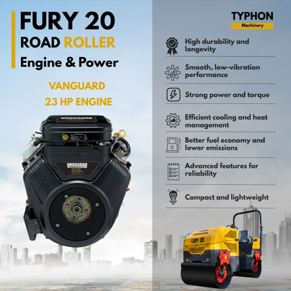 Fury 20 Mini Road Roller Hydraulic Two Wheel Drive, Front Wheel Vibration System, 23 hp B&S Engine USA
