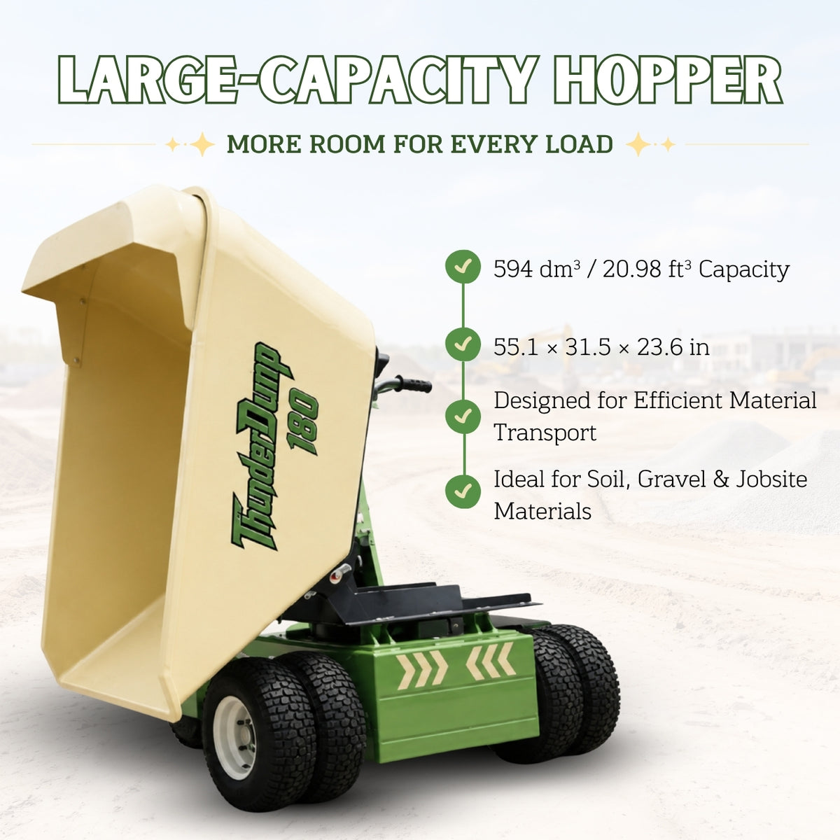 TYPHON THUNDERDUMP 180 Hydraulic Wheeled Dumper – Honda GX390, 2,866 lb Max Load