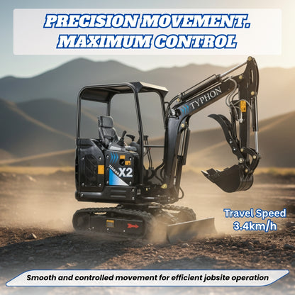 TYPHON TERROR X2 MAX 2.5Ton Mini Excavator&nbsp; Yanmar Engine, Hydraulic Oil-Cooled, Boom Swing, Retractable Tracks - New Excavator For Sale