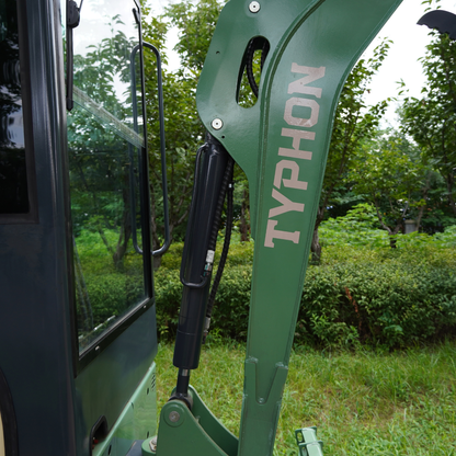 TYPHON KUVOU 2.7 - 5,300 lb Mini Excavator with Kubota D1105, Enclosed A/C & Heater Cab, Retractable Metal Tracks & Full Pilot Controls - New Excavator For Sale