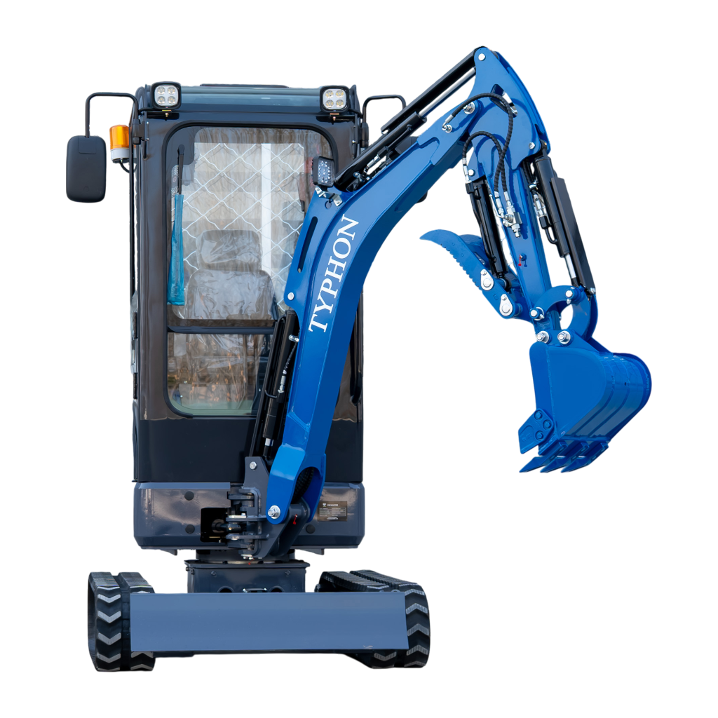 TYPHON TERROR XIX Prestige, 20.4 HP Kubota D902 4200lbs Mini Excavator with Boom Swing, Retractable Tracks, and Heater Cabin