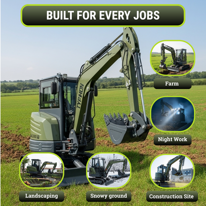 TYPHON KUVOU 4.0 mini excavator Kubota D1703 Diesel engine with 4Ton Operating Weight AC/ Heater