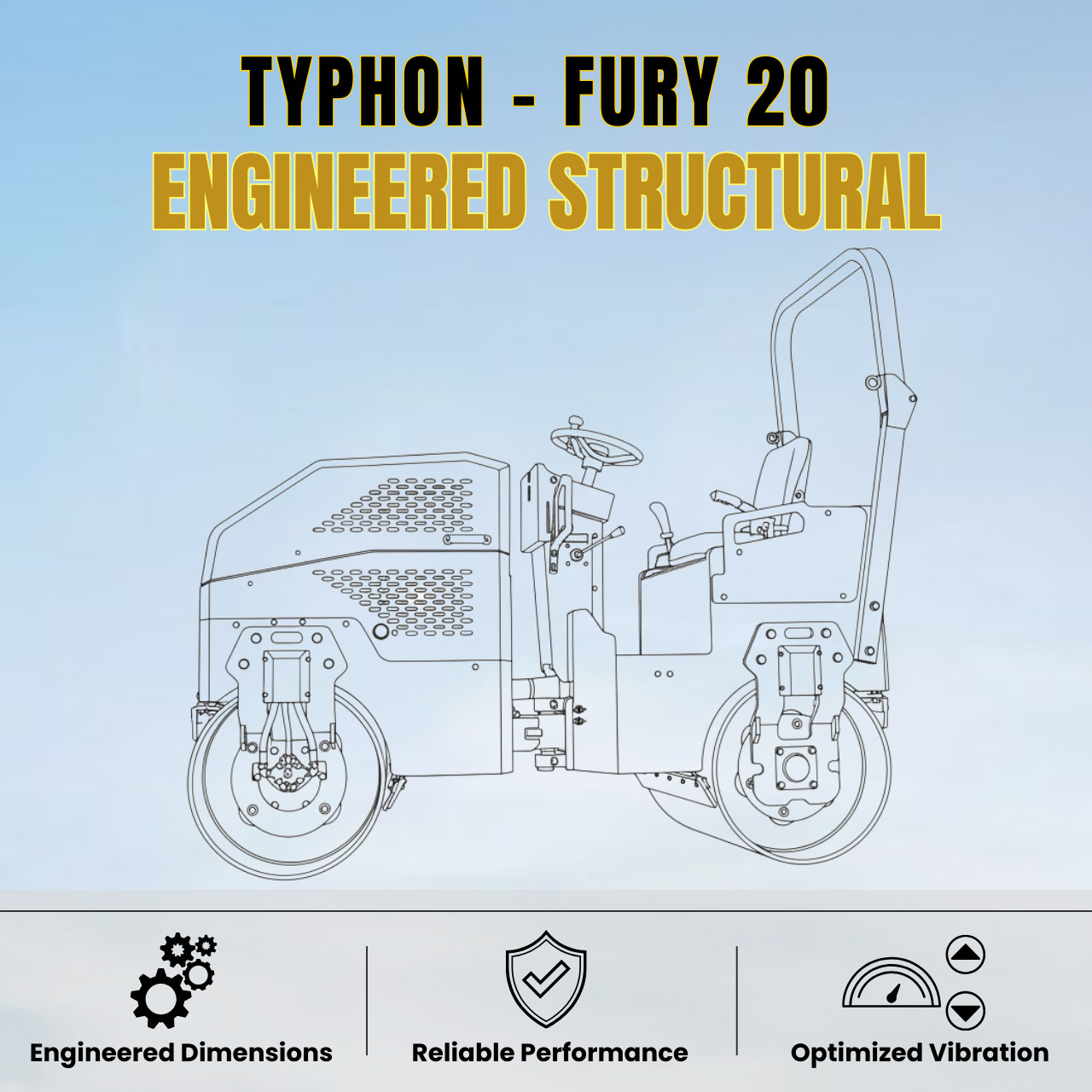 Fury 20 Mini Road Roller Hydraulic Two Wheel Drive, Front Wheel Vibration System, 23 hp B&S Engine USA