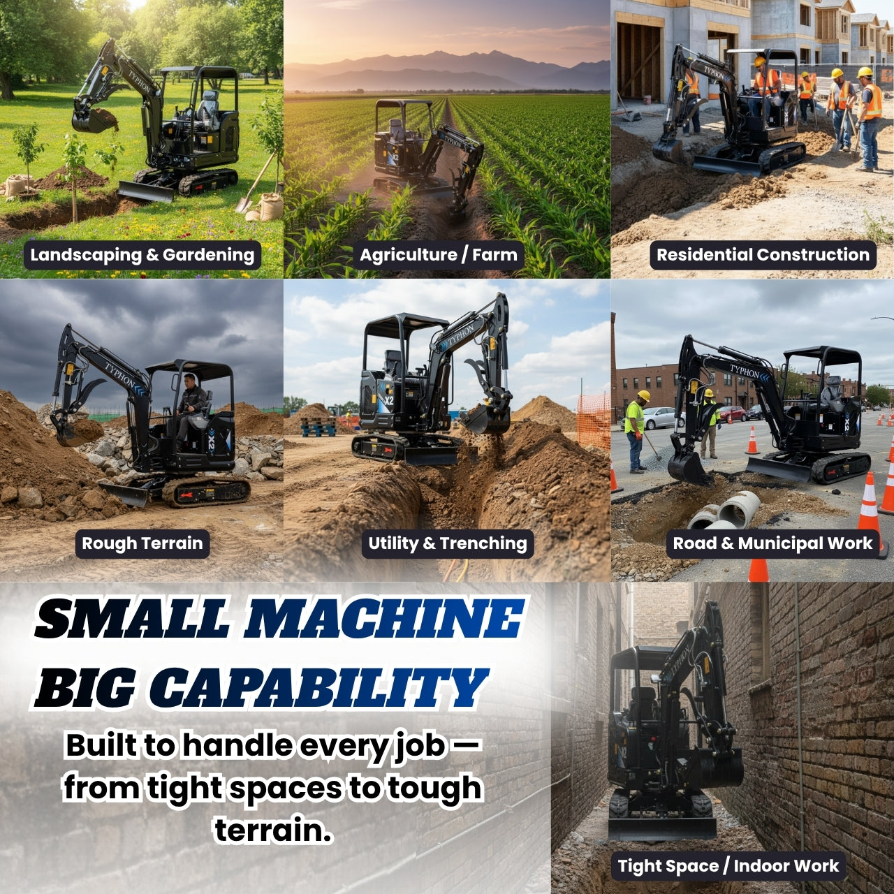 TYPHON TERROR X2 MAX 2.5Ton Mini Excavator&nbsp; Yanmar Engine, Hydraulic Oil-Cooled, Boom Swing, Retractable Tracks - New Excavator For Sale