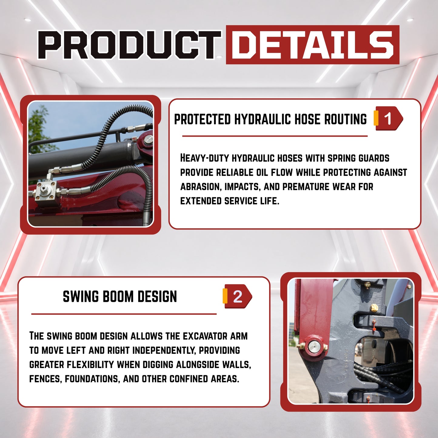 YPHON TERROR XVII PRO Mini Excavator. Powered by a Kubota D902 engine, featuring dual auxiliary hydraulics, 86-inch diging depth, and a hydraulic thumb. Free Shipping.