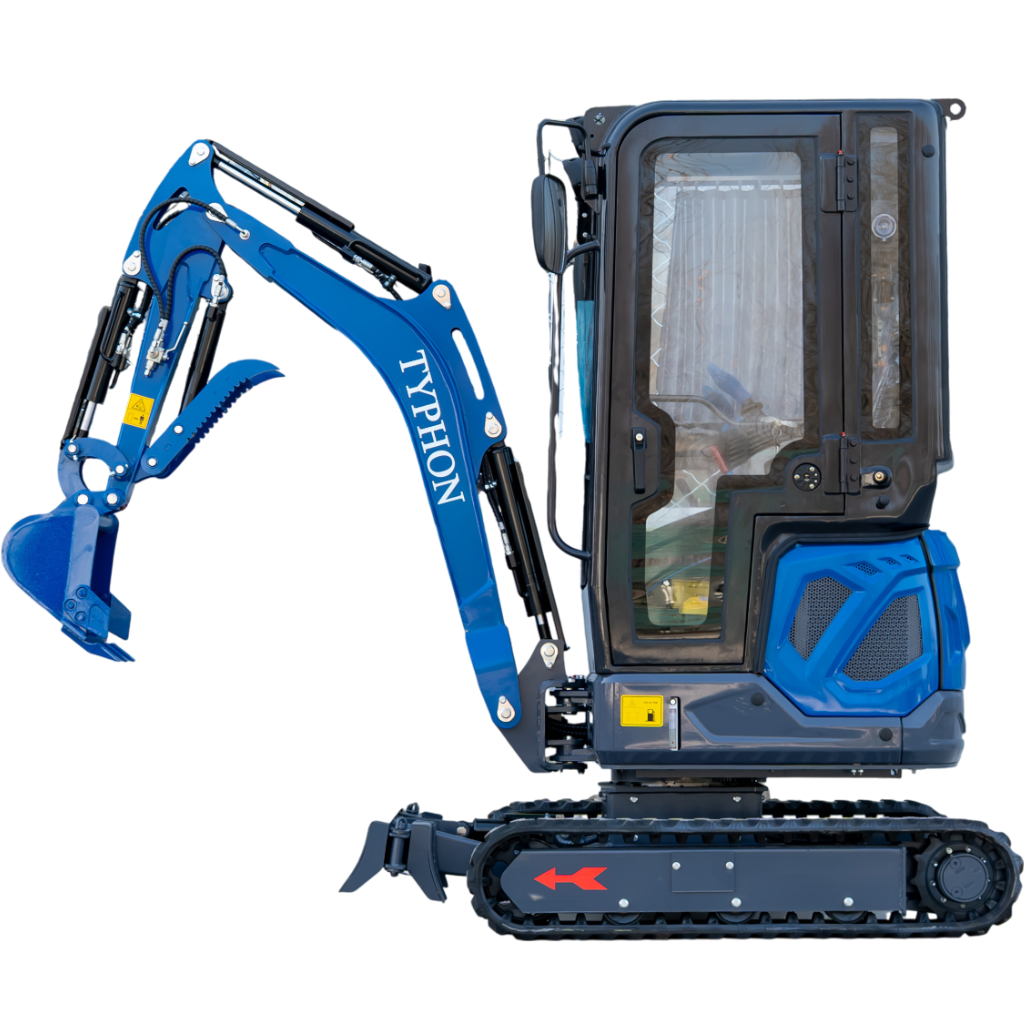 TYPHON TERROR XIX Prestige, 20.4 HP Kubota D902 4200lbs Mini Excavator with Boom Swing, Retractable Tracks, and Heater Cabin