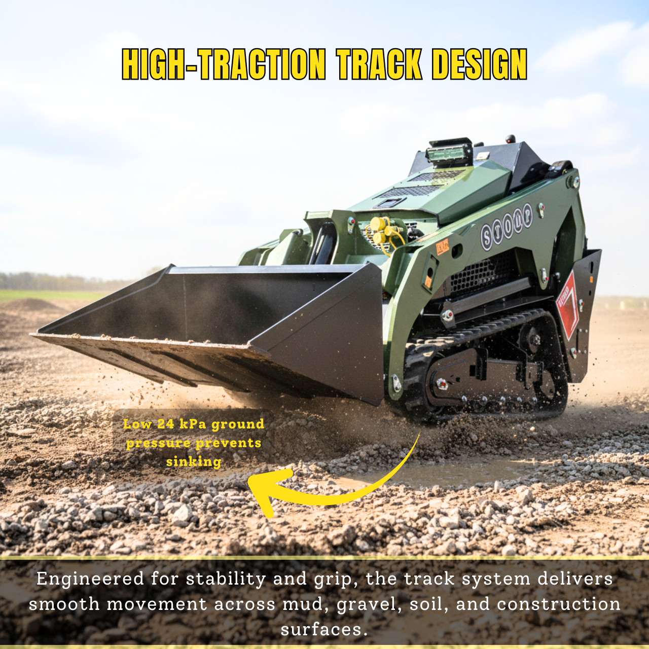 TYPHON Stomp V1000 Skid steer Loader24HP Kubota D1105 water-cooled Diesel Pilot control LED