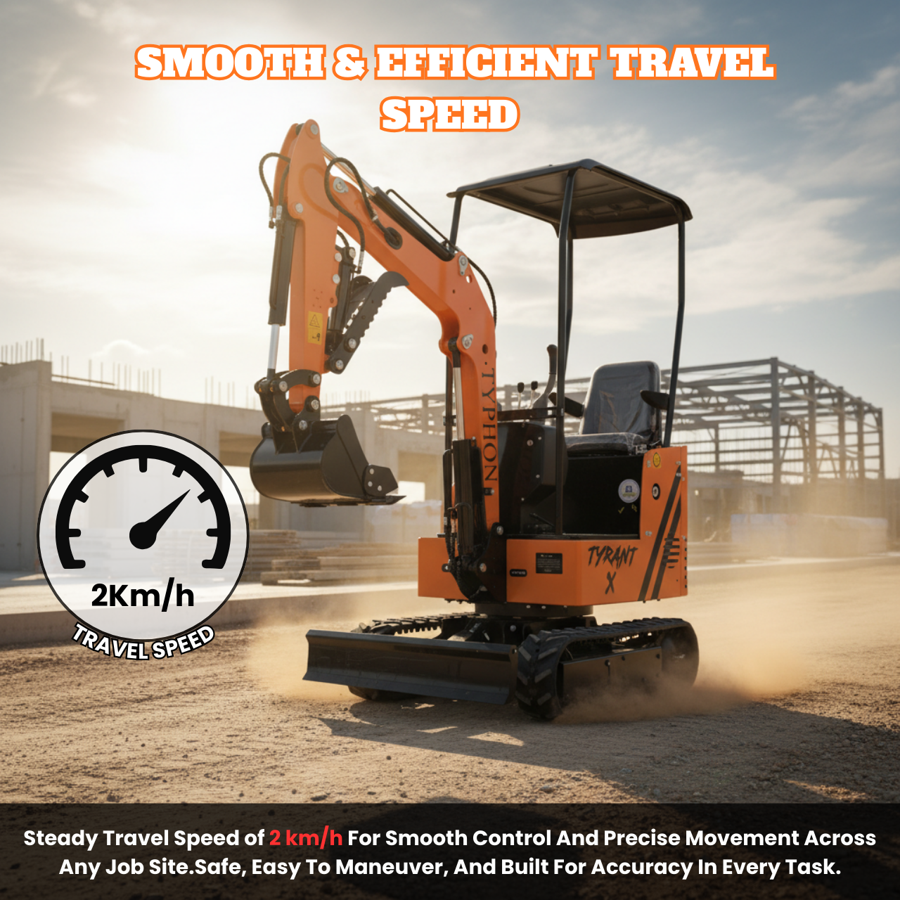 TYPHON TYRANT X 1-Ton Mini Excavator 13.5HP Briggs & Stratton Engine, Hydraulic Thumb Clip, Dozer Blade, 360° Body Swing - New Excavator For Sale