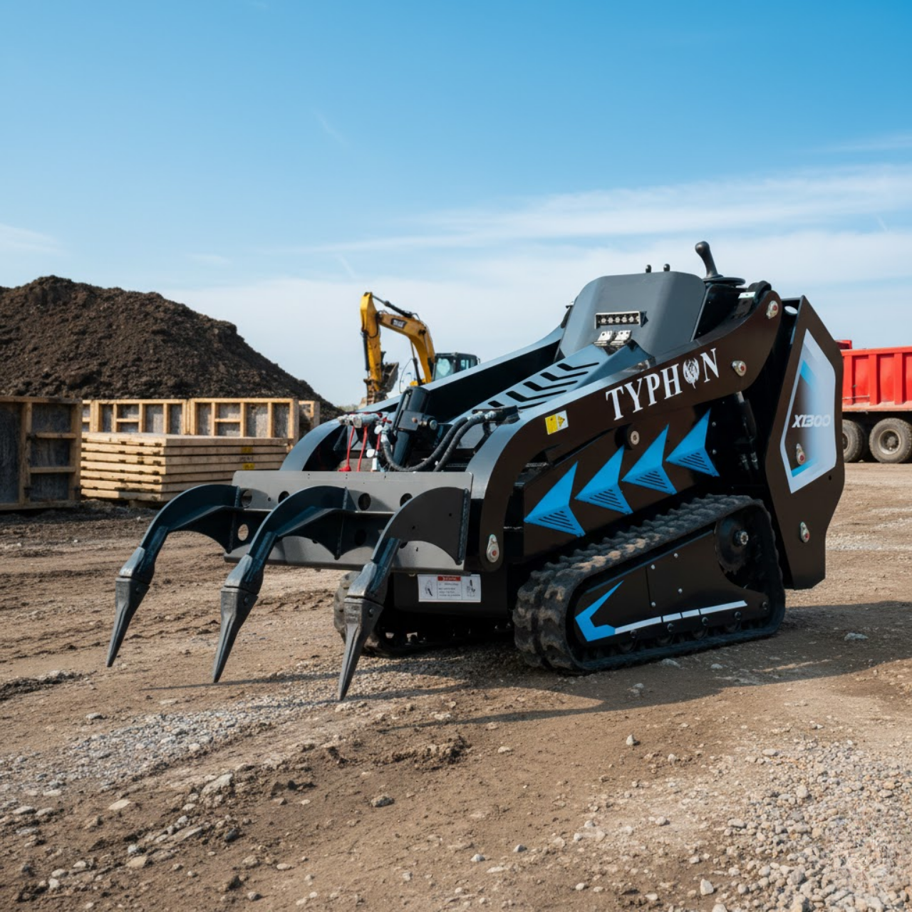 3-Tooth Mini Skid Steer Ripper Attachment – Fits TYPHON STOMP X1300 & STOMP 509 - New Excavator For Sale