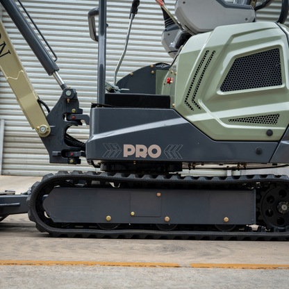 TYPHON TERROR XVII PRO 3,800 lb mini excavator with a Kubota D902 diesel engine, 360° swing, hydraulic thumb, and dozer blade.