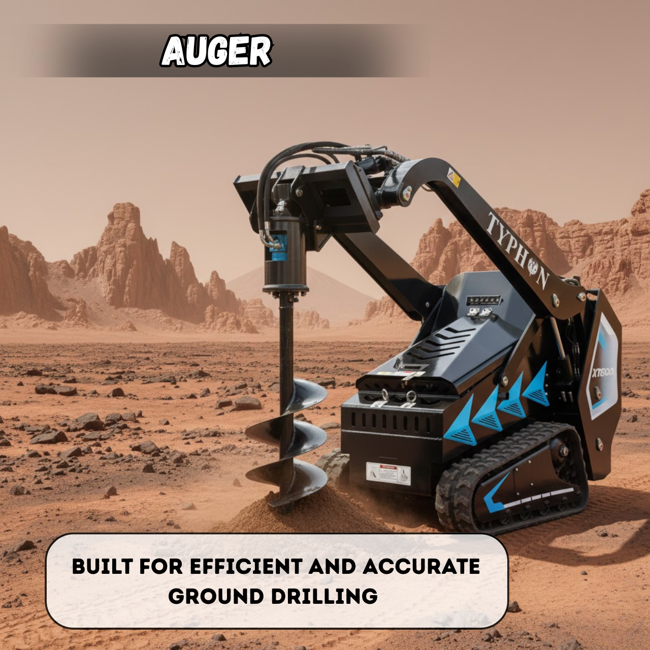 Hydraulic Earth Auger Attachment 200mm for Mini Skid Steer – TYPHON STOMP X1300 & STOMP 509 - New Excavator For Sale