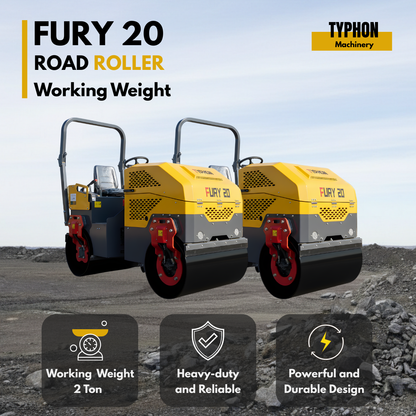 Fury 20 Mini Road Roller Hydraulic Two Wheel Drive, Front Wheel Vibration System, 23 hp B&S Engine USA