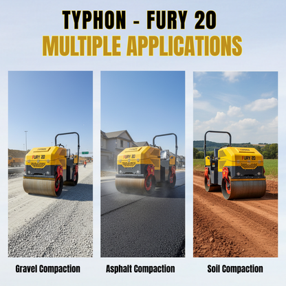 Fury 20 Mini Road Roller Hydraulic Two Wheel Drive, Front Wheel Vibration System, 23 hp B&S Engine USA
