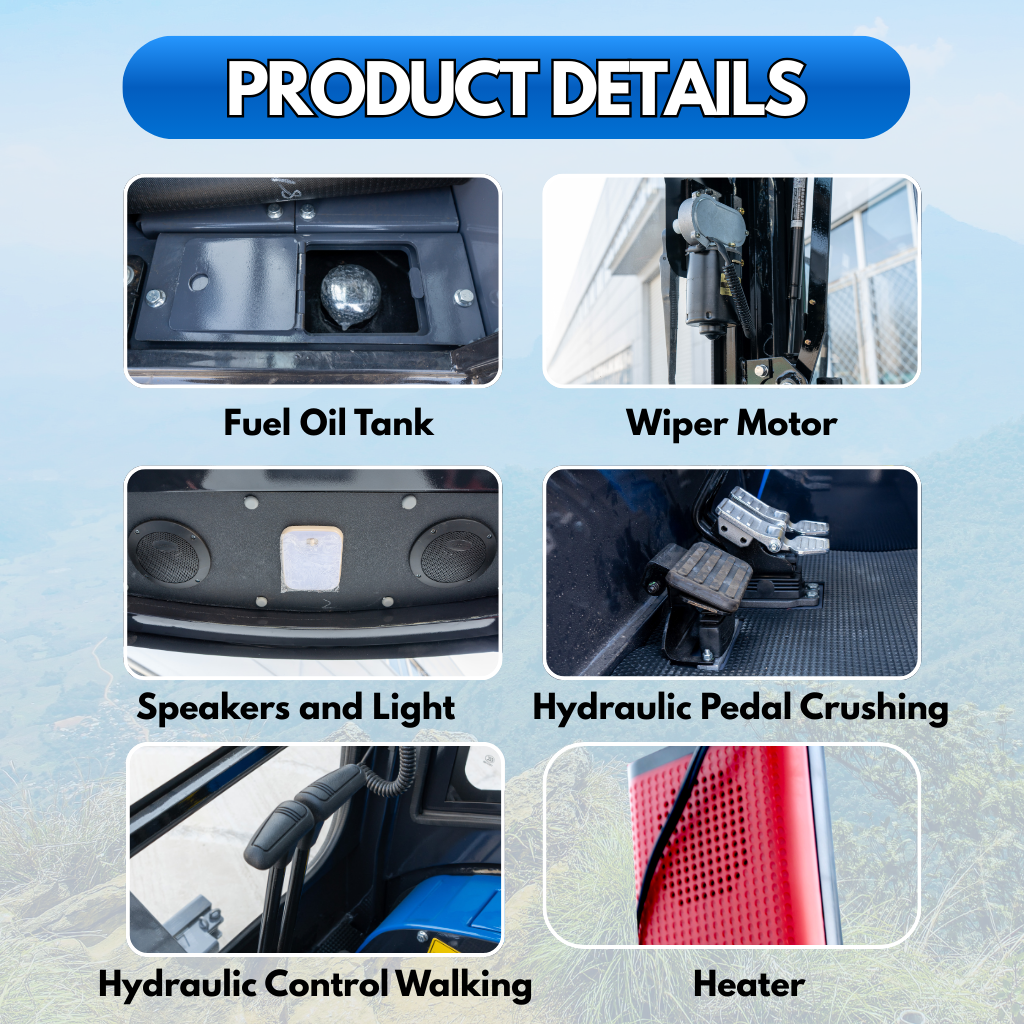 TYPHON TERROR XIX Prestige, 20.4 HP Kubota D902 4200lbs Mini Excavator with Boom Swing, Retractable Tracks, and Heater Cabin