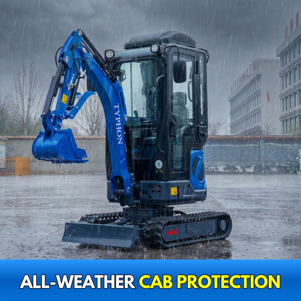 TYPHON TERROR XIX Prestige, 20.4 HP Kubota D902 4200lbs Mini Excavator with Boom Swing, Retractable Tracks, and AC/Heater Cabin - New Excavator For Sale