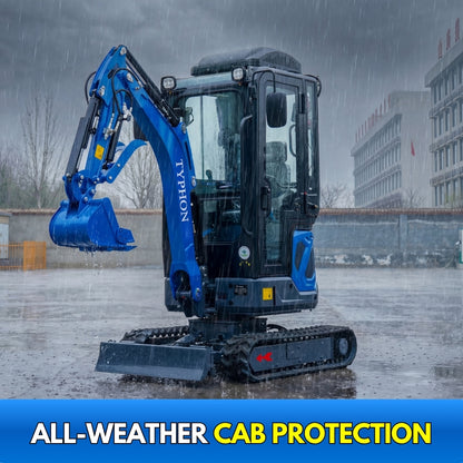 TYPHON TERROR XIX Prestige, 20.4 HP Kubota D902 4200lbs Mini Excavator with Boom Swing, Retractable Tracks, and AC/Heater Cabin - New Excavator For Sale