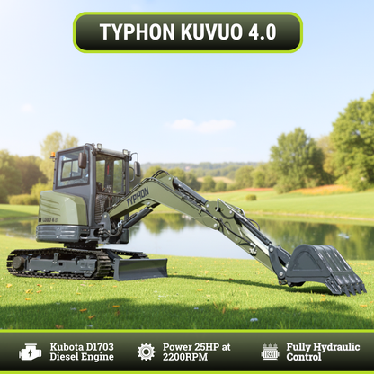 TYPHON KUVOU 4.0 mini excavator Kubota D1703 Diesel engine with 4Ton Operating Weight AC/ Heater