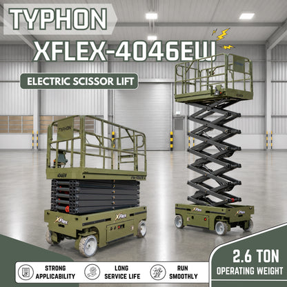 TYPHON xFlex-4046EW 2.6 Ton Electric Wheel Scissor Lift&nbsp; 40 ft Max Platform Height&nbsp; 35.4" Platform Extension