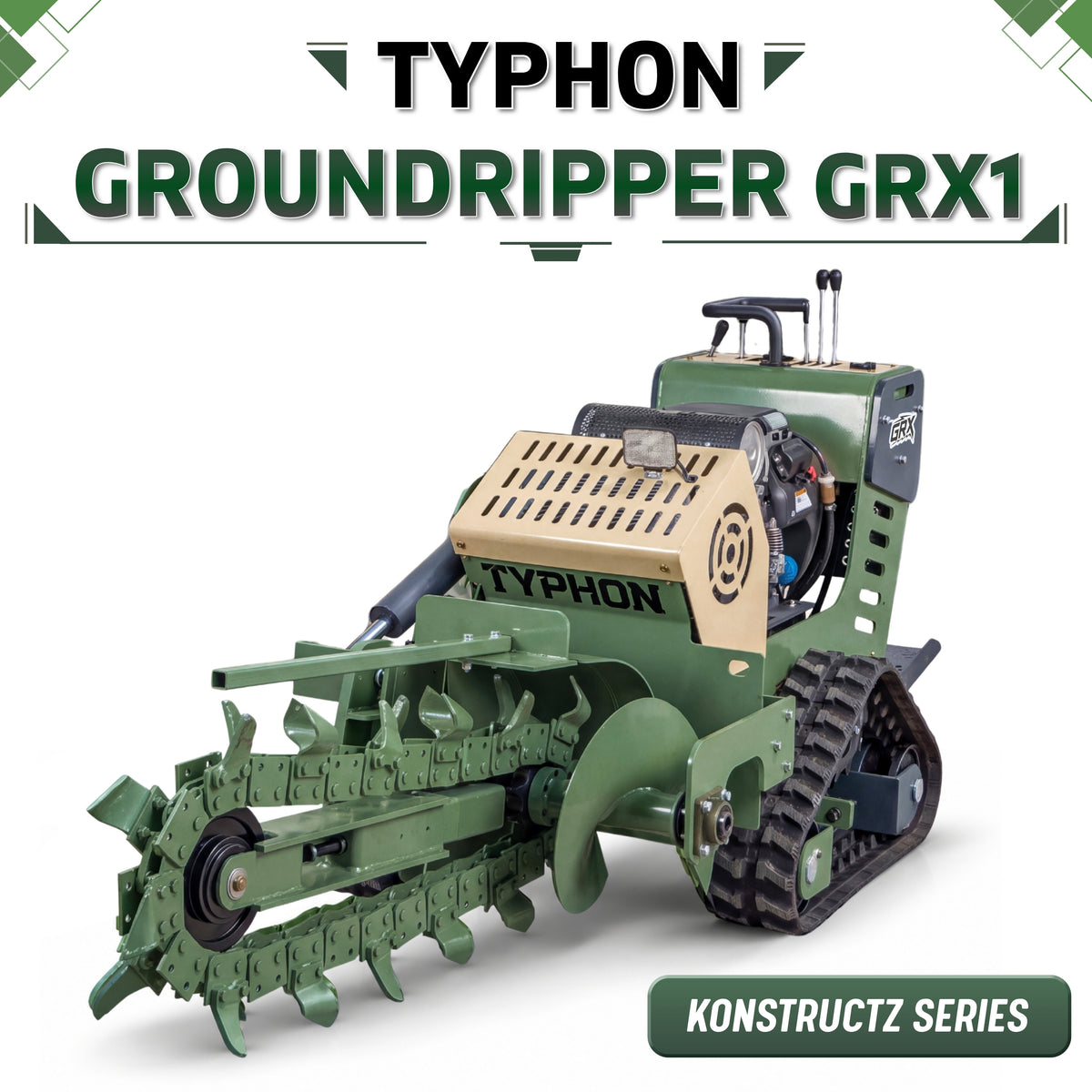 TYPHON GroundRipper GRX1 Compact Track Trencher 29.5" Trenching Depth, Honda GX690  Konstructz Series