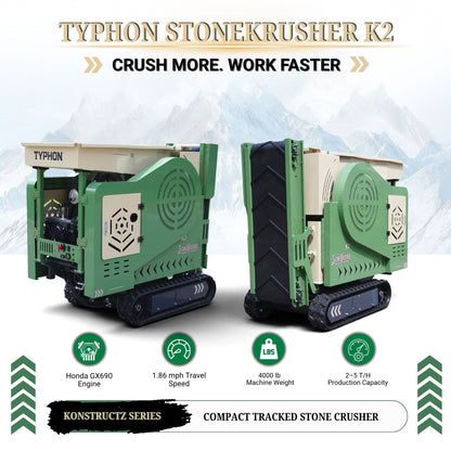 TYPHON STONEKRUSHER K2 Compact Tracked Rock & Concrete Jaw Crusher – 2-5 T/h Honda GX690