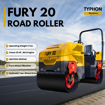 Fury 20 Mini Road Roller Hydraulic Two Wheel Drive, Front Wheel Vibration System, 23 hp B&S Engine USA